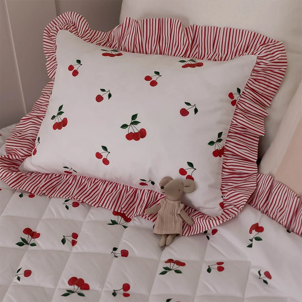 Evie & Skye Ruffled Cherry Quilt And Pillow Set - Image 3