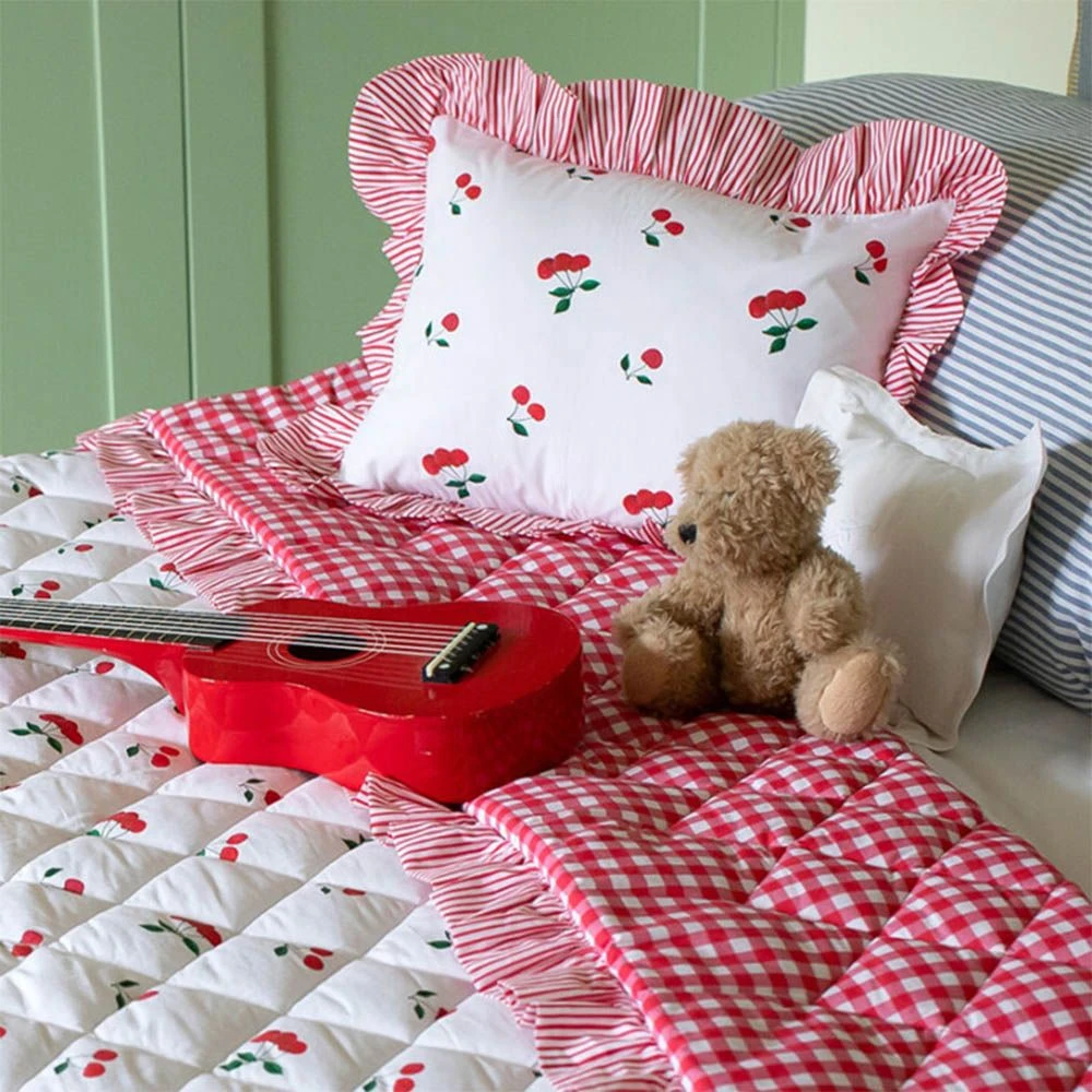 Evie & Skye Ruffled Cherry Quilt And Pillow Set