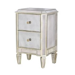 Cherbourg Antique Glass 2 Drawer Bedside