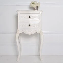 Classical White 2 Drawer Bedside Table