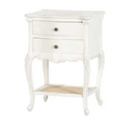 Classical White 2 Drawer Bedside With Shelf