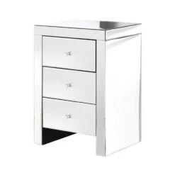 Sofia Plain Glass 3 Drawer Bedside