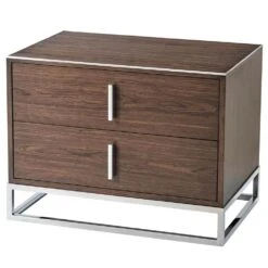 Theodore Alexander Blain Bedside Table - Macadamia & Nickel